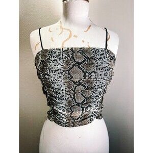 Popular 21 Crop Top Size L Modern  Mob Wife Animal Print Dark Academia Top